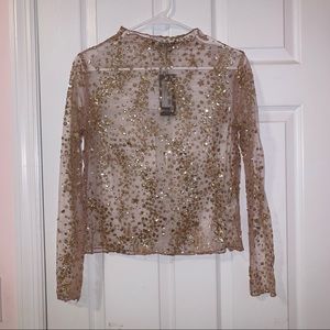 Light Pink and Gold Sparkly Star Top